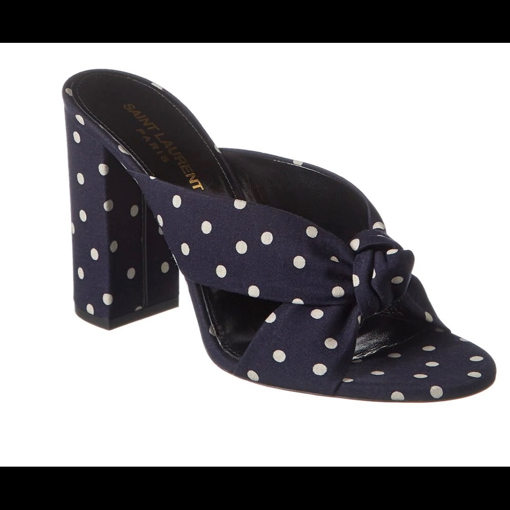 Brand new authentic Saint Laurent Bianca 100 Polka Dot sandals